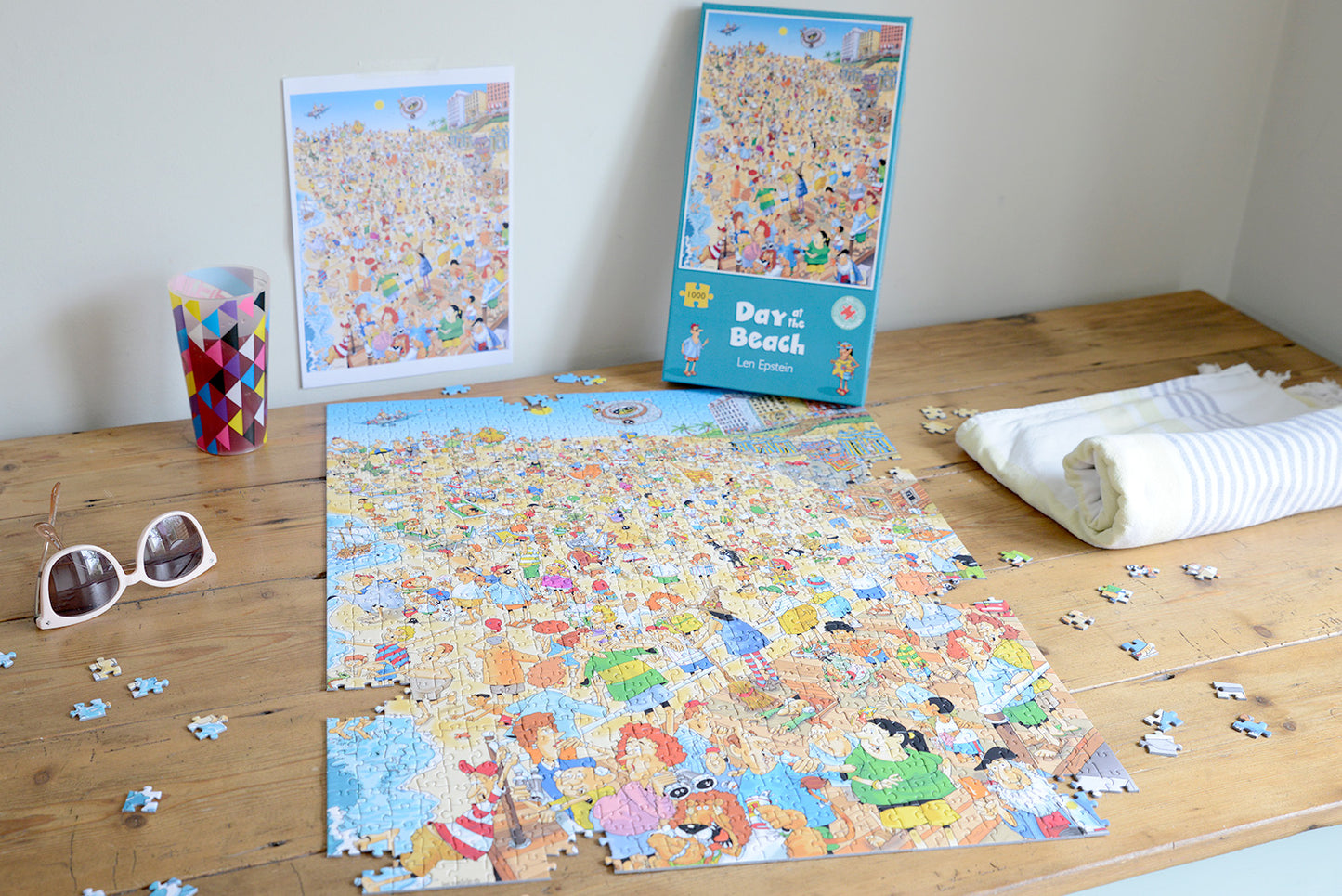 Day at the Beach - Len Epstein 1000 or 500XL Piece Jigsaw Puzzle