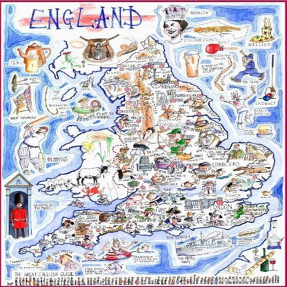 Tim Bulmer's England Map Jigsaw & Tea Towel Gift Bundle