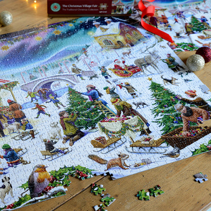 Christmas Village Fair - Festive Jigsaw Puzzle by Rudolf Farkas