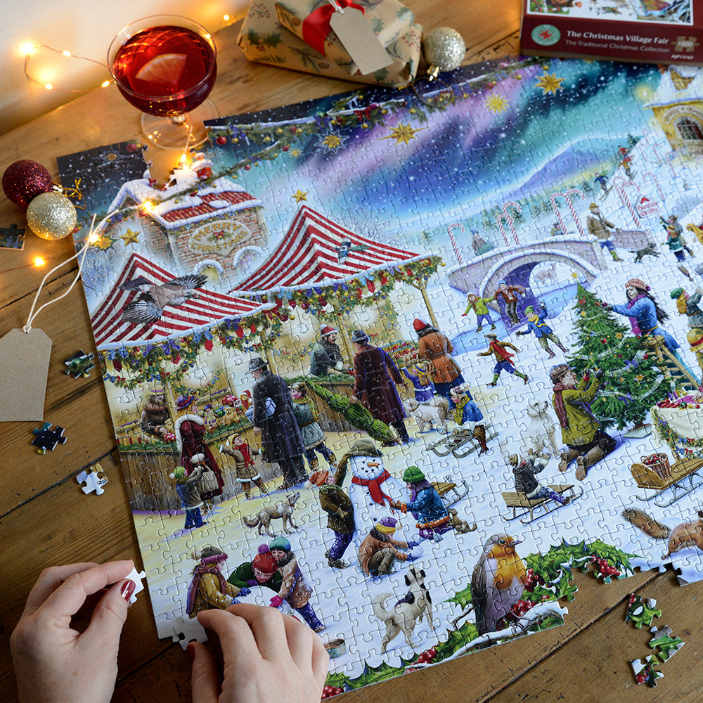 Christmas Village Fair - Festive Jigsaw Puzzle by Rudolf Farkas