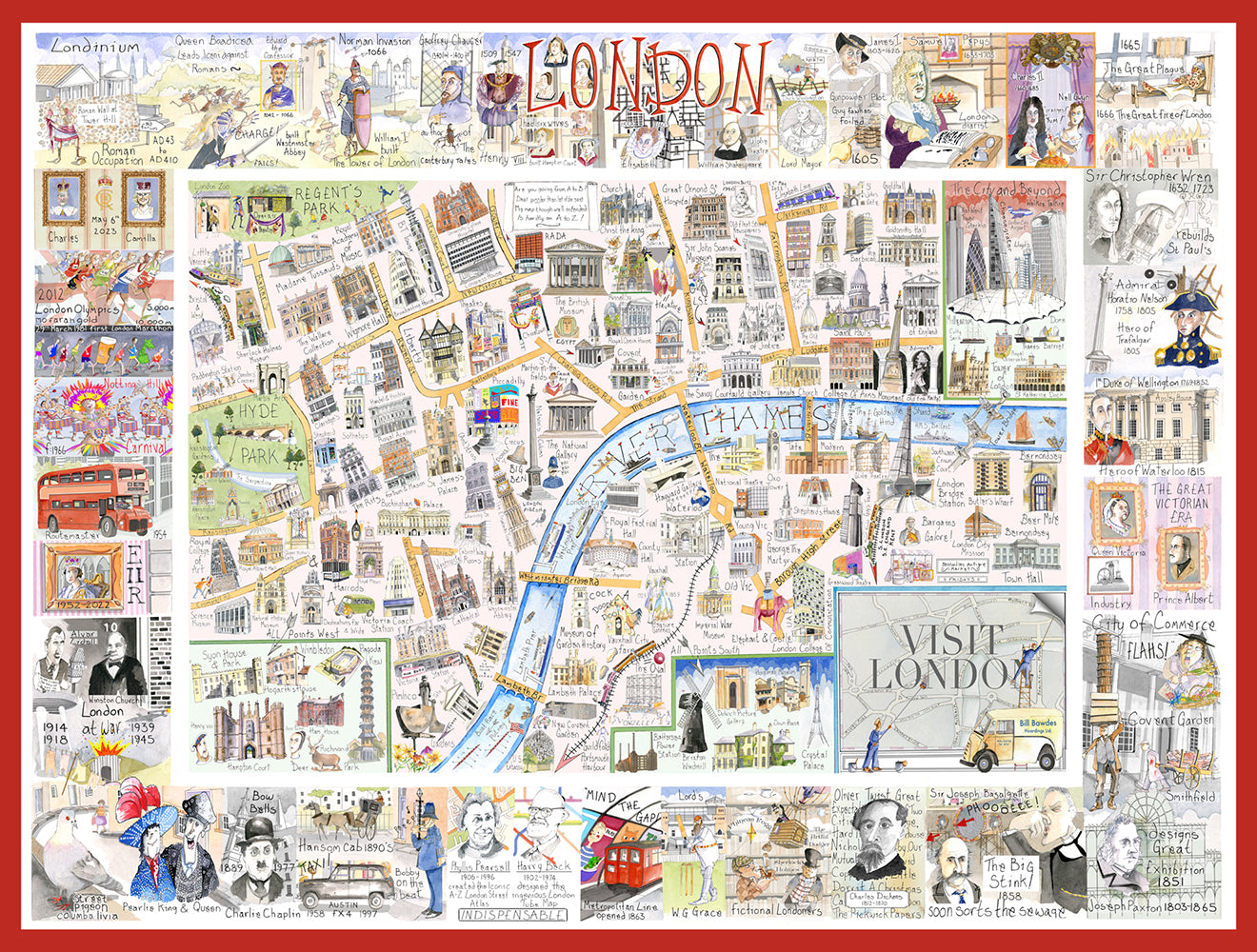 Map of London - Tim Bulmer 1000 Piece Jigsaw Puzzle