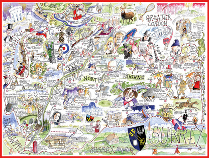 Map of Surrey - Tim Bulmer 1000 Piece Jigsaw Puzzle